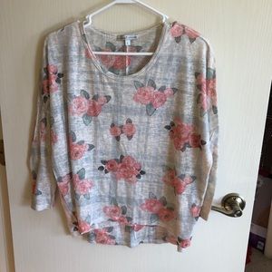 Von Maur 3/4 sleeve plaid floral shirt